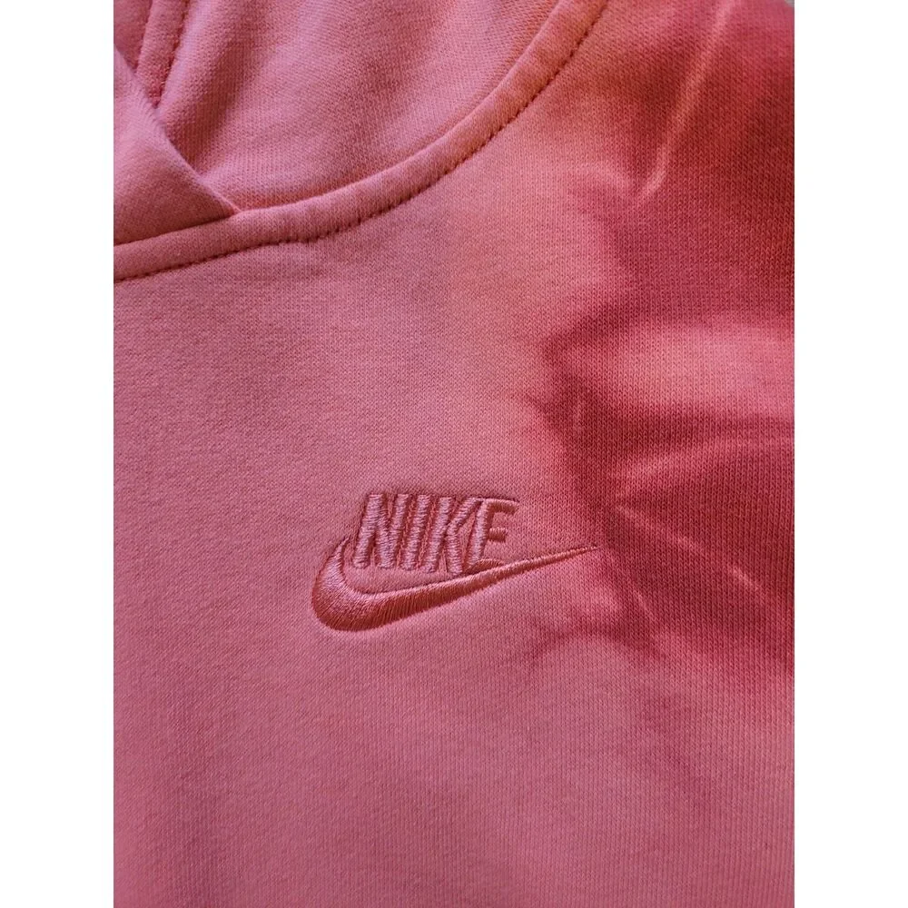 Nike Kids XS Orange Red Tie Dye Pullover Hoodie Tonal Swoosh Sweatshirt